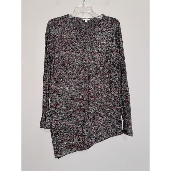 Pure J Jill Marled Asymmetrical Hem Sweater Small Black Red White Wool Cashmere - Picture 1 of 16